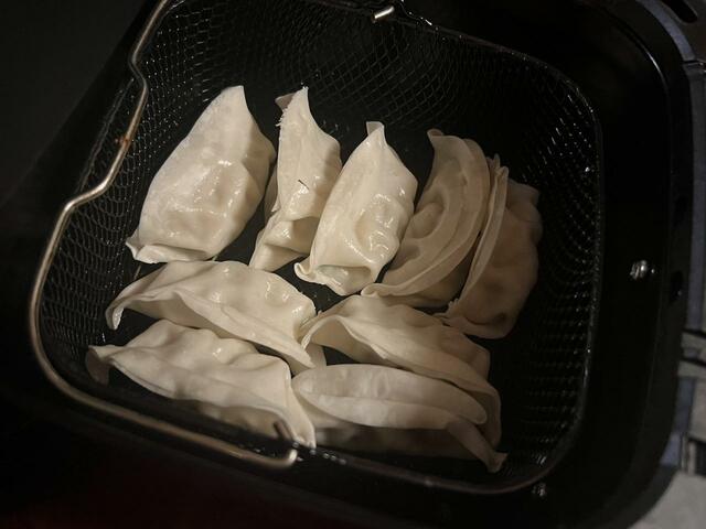 【ニトリ　ノンオイルフライヤー　揚げぎょうざ】冷蔵のぎょうざを200℃で15分調理します