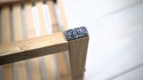 【無印良品 竹材フリーラック1段】四隅のクッションシールで、配置場所を保護 