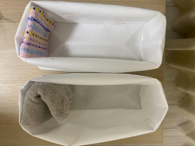 【無印良品　高さが変えられる不織布仕切ケース・小・２枚入り】画像は「中」サイズ使用