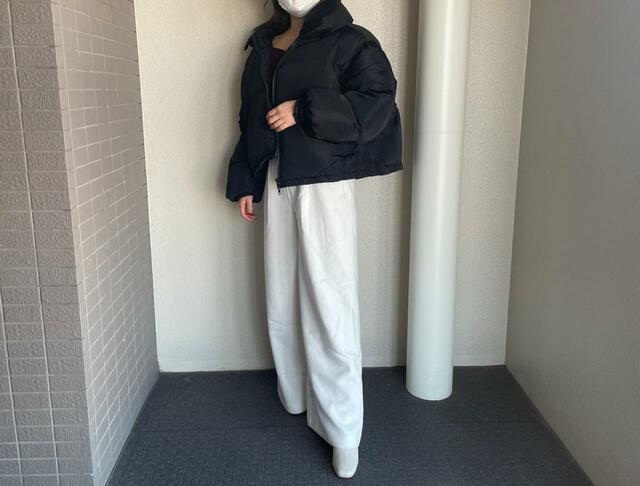 【GU起毛ベルテッドワイドパンツZ+E】股上の長さを生かしたコーデがおすすめ