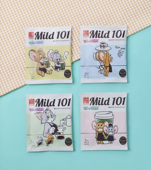【トムとジェリー×タリーズコーヒー】「シングルサーブ マイルド101（2Pチャームポーチ入）」　1,390円 ／シングルサーブの絵柄は4種のうちランダムで2種
