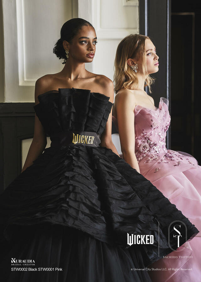 【クラウディア】『ウィキッド』新作ウェディングドレス「WICKED｜SACHIKO TSUTSUI」　STW0001_Pink　STW0002_Black