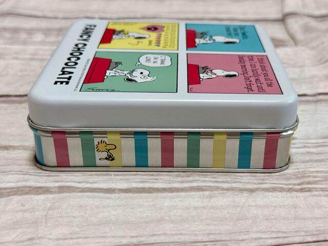 側面には、パステルカラーのストライプとウッドストックのイラスト入り。4面すべて異なるデザインなのが推しポイント！