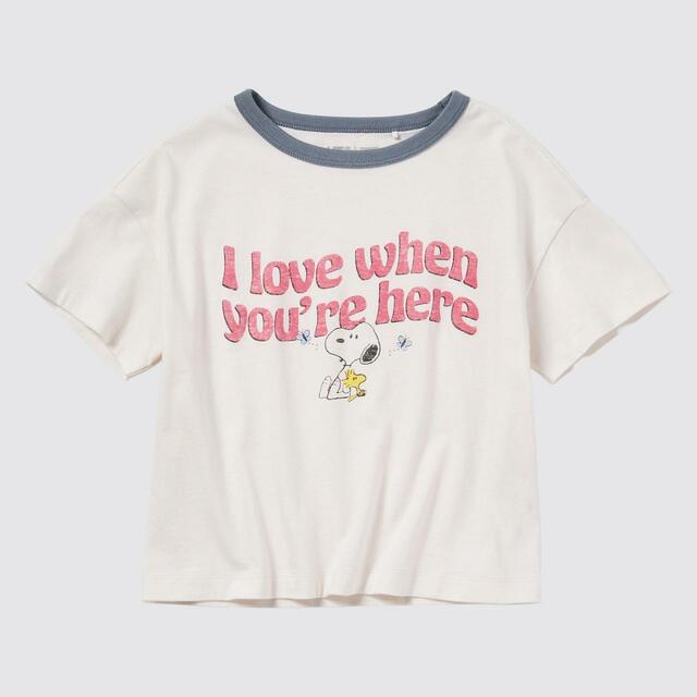GIRLS ラブ サンシャイン＆ピーナッツ クロップド UT グラフィックTシャツ（半袖）¥990