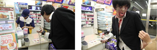 ソフトクリームを購入。コンビニのおにいさんは、意外と冷静だった…。 ※パニックにならないよう、取材であることは伝えてあります。 