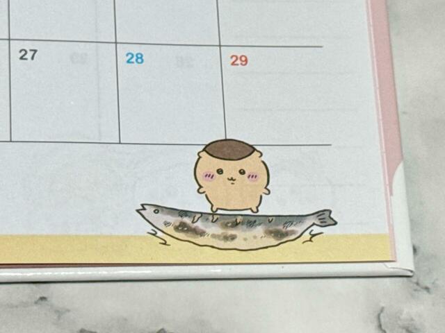 空から降ってきた巨大な秋刀魚をゲットするくりまんじゅう。かわいい〜！