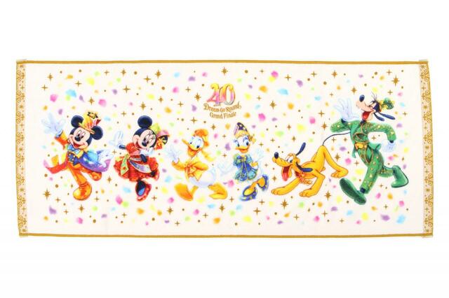 フェイスタオル 1,700円｜東京ディズニーリゾート40周年“ドリームゴーラウンド”グランドフィナーレ スペシャルグッズ｜発売日：2024年1月23日（火）｜販売店舗：東京ディズニーランド「グランドエンポーリアム」、東京ディズニーシー「エンポーリオ」