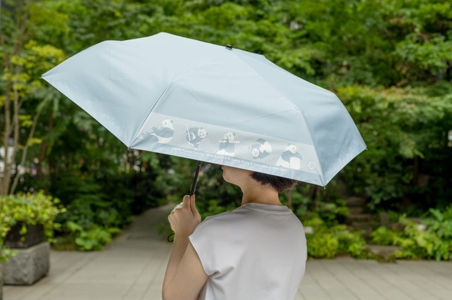 【上野パンダファミリーグッズ】「上野パンダファミリー 高機能傘（ブルーグレー）」￥7,040