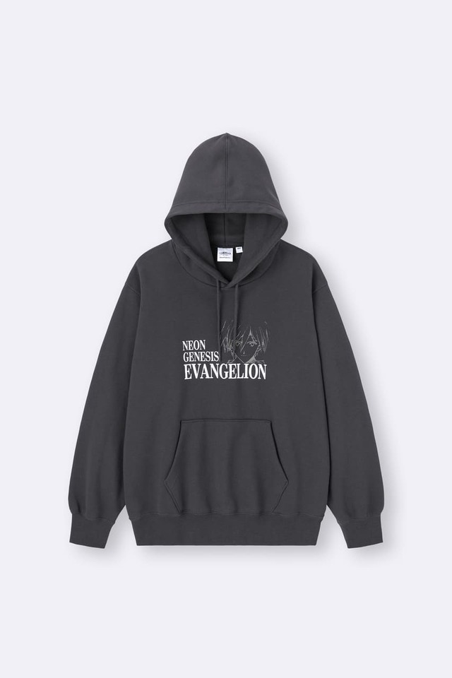 【GU『新世紀エヴァンゲリオン』スペシャルコレクション】「スウェットプルパーカ EVANGELION」カラー: 08 DARK GRAY 2,990円 FRONT