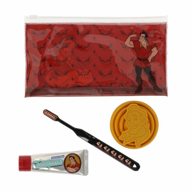 歯みがきセット 1700円｜(ポーチ)縦約12×横約20cm、(コップ)直径約7cm、容量:約130ml、(ハブラシ)長さ約16cm、(ハミガキ粉)内容量:30g、ハーバルミントの香り｜東京ディズニーリゾート・アプリ、ギャグファクトリー／ファイブ･アンド･ダイム