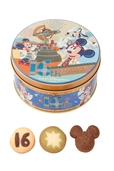 アソーテッド・クッキー 1,000円｜直径約13.5×高さ約7cm｜内容量：16個（バター&チョコレートクッキー5個、グリーンアップル&バタークッキー5個、チョコレートクッキー6個）｜ヴァレンティーナズ・スウィート｜東京ディズニーシー16thアニバーサリーグッズ