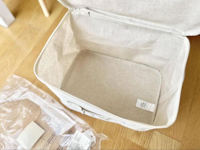 【無印良品　ポリエステル綿麻混　ソフトボックス・長方形・中・フタ式】容量も十分！