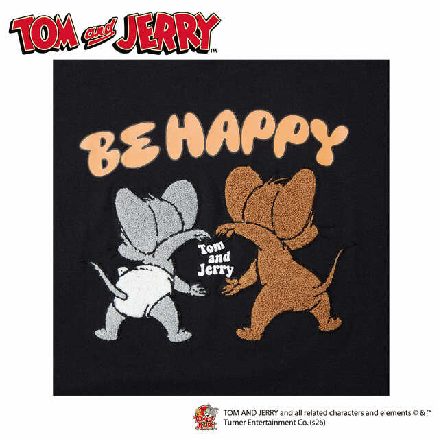 【トムとジェリー】バックにジェリーとタフィーの仲良し姿がかわいいサガラ刺繍