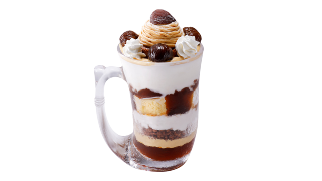 「ジョッキパフェ（マロン）」＜価格：1,490円＞【びっくりドンキーに秋の味覚“栗”が登場！“うっとり、マロマロな”ジョッキサイズのマロンデザートも！】