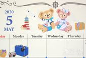 2020年ダッフィー&フレンズのカレンダー（壁掛けタイプ）