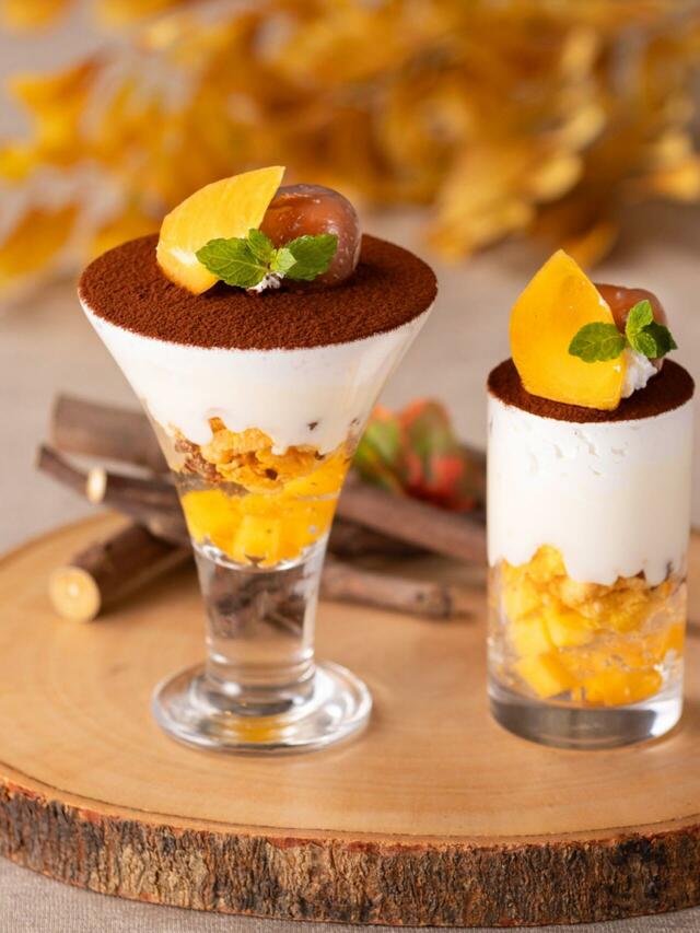 「柿のパフェ」＜期間：2025年9月6日〜12月14日＞【【9/6～12/14】5種類の“秋色パフェ”を好きなだけ堪能♪福岡サンパレス ホテル＆ホールの「秋のパフェ食べ放題」】