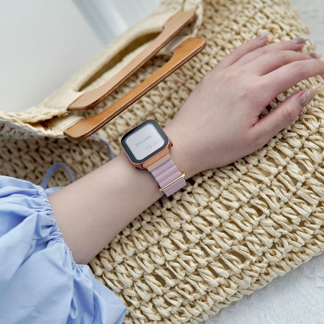 GAACALオリジナル新色「ぴったりライン」マグネット式PUレザーアップルウォッチバンド カジュアルにもフェミニンにも