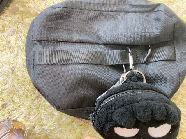 【ワークマン 防水ワールドウォークバックパック】ショルダーバッグの外側にはカラビナループが付いています