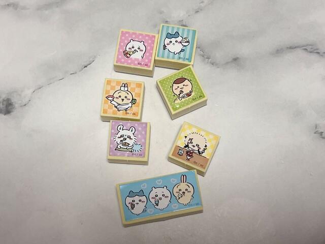 【ちいかわもぐもぐスタンプセット】全てのスタンプにシールを貼りました。カラフルで可愛い！