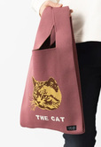 【Jubilee ニット ミニトートバッグ】くすみレッドパープルがキュート「 THE CAT 」