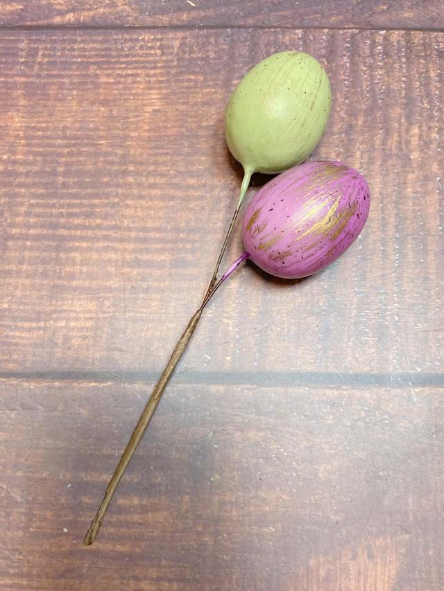 【ナチュラルキッチン】ピック　エッグゴールド　ピンク＆グリーン／税込110円