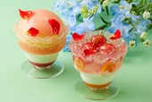 佐藤錦のパルフェ（右）/　白桃のパルフェ（左）