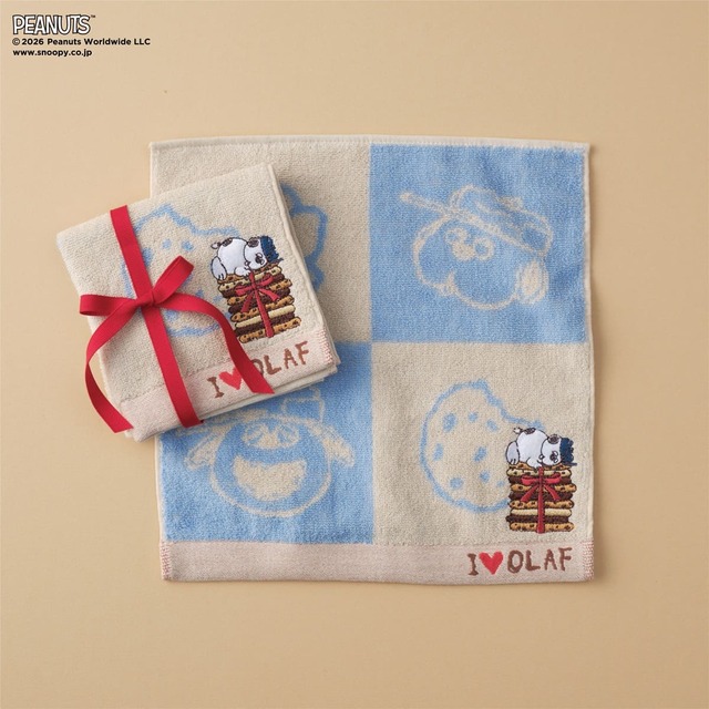 【PEANUTS×Afternoon Tea】ミニタオル 各990円／ジャカード織りにオラフのアップリケがアクセント