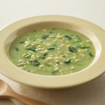 オーツ麦のリゾット　ほうれん草とバジル