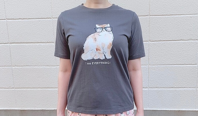 【UNIQLO（ユニクロ）】ポール＆ジョー UT グラフィックTシャツ（半袖・レギュラーフィット）／ダークグレーMサイズ着用