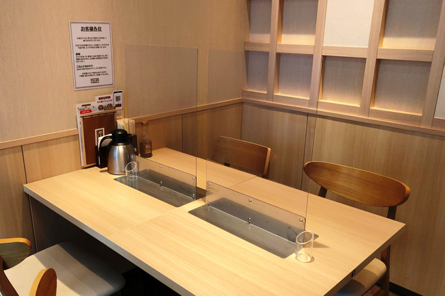 テーブルへのパーテーションの設置