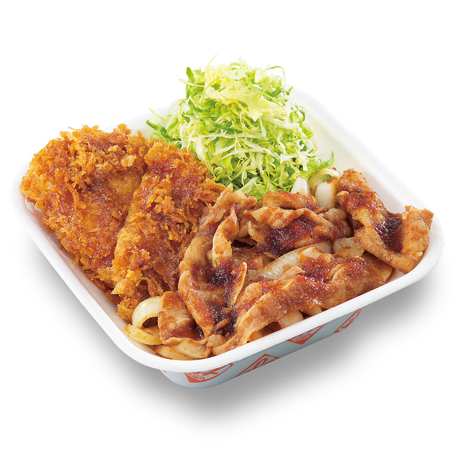 豚ロースタレカツと牛焼肉の合い盛り丼弁当