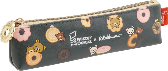 【リラックマ×ミスタードーナツ】「ペンポーチ」1,650円/合皮製・刺繍入り・内ポケット付