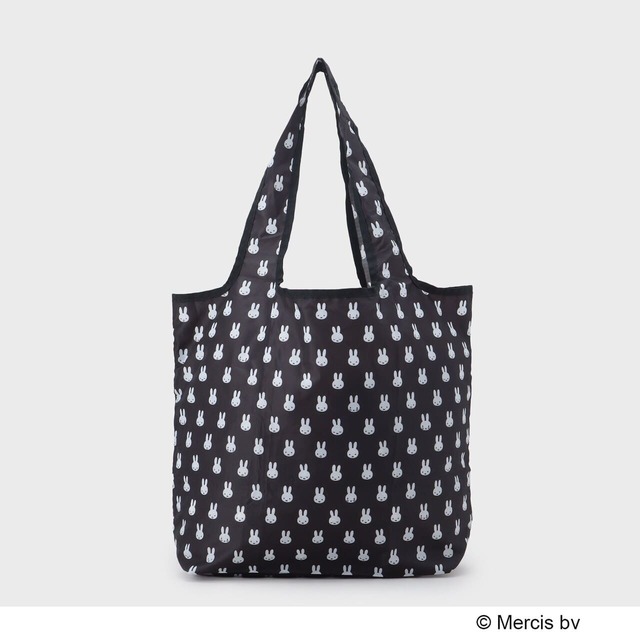 【ミッフィー×OPAQUE.CLIP】【miffy】総柄プリントポケッタブルエコバッグ ¥2,200/ミッフィーの総柄プリントが可愛い、A4サイズ対応・マチ付きのエコバッグ