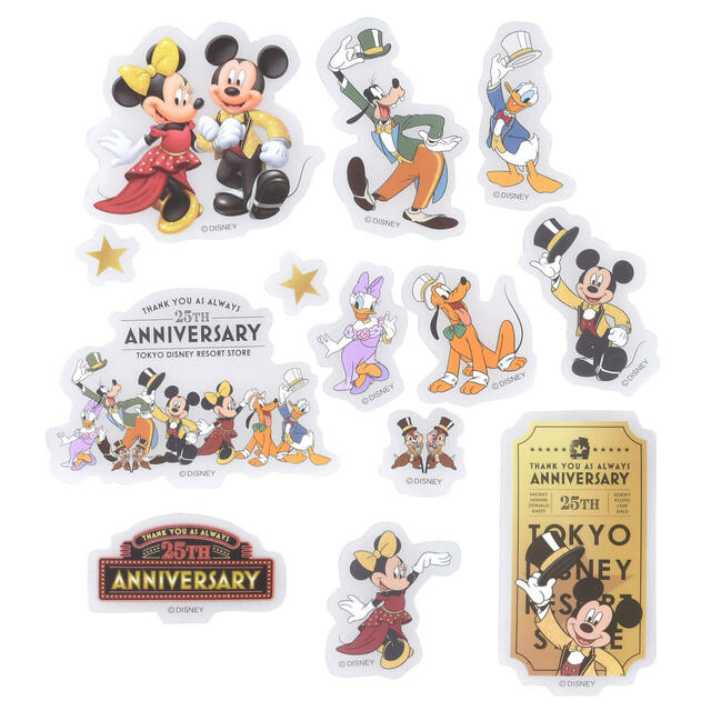 【東京ディズニーリゾート店限定】ミッキー＆フレンズ シール・ステッカー クリア 貼ってはがせる Sticker Collection 東京ディズニーリゾート店25周年記念 700円