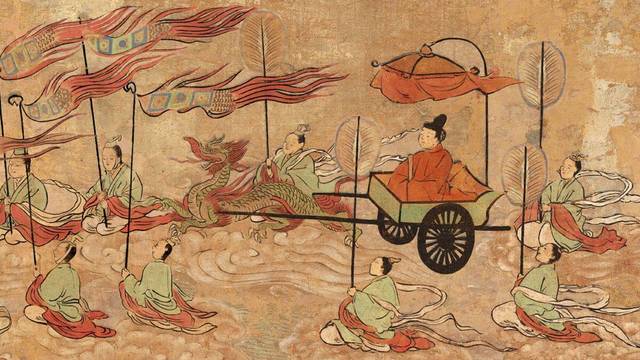太子の魂、青龍車で中国・衡山へ（37歳、研究員が監修し作画したイラスト） 5Gで文化財　国宝「聖徳太子絵伝」アニメーションより