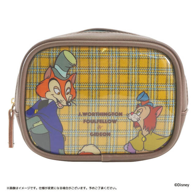 スクエアポーチ 2,530円｜『ピノキオ』ギデオン＆ファウルフェロー｜キデイランド猫の日ディズニーグッズ