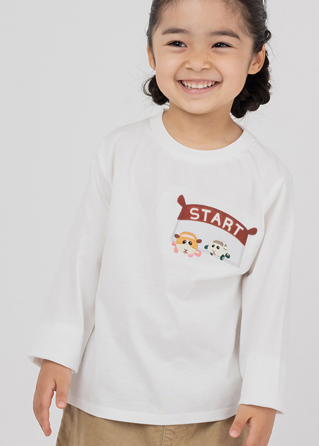 キッズ・ベビー長袖 T シャツ「プイプイレーシング」3,500 円(税込)(サイズ：80/90/100/110/120/130/140)