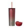 【スターバックス リザーブ® ロースタリー 東京 新商品】スターバックス リザーブ® ステンレスコールドカップタンブラー レッド473ml（リッド付）　￥5,300／ストライプが入ったボディのタンブラー