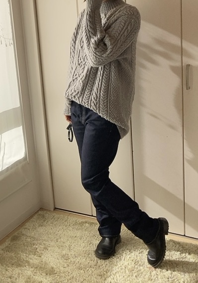 【ワークマン グリーンテックウォーミーデニムパンツ】ほどよい引き締め具合