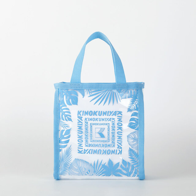 【紀ノ国屋 モンステラ柄 ミニクリアトート/ライトブルー】程よく中身が見える透け感で涼しげ♪