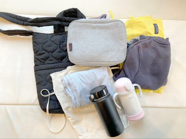 【B:MING by BEAMS キルト トート バッグ】子ども2人分の着替え、水筒×2、おむつポーチも全て入ることが判明！