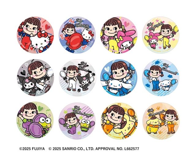 【不二家「Smile Switch Festa 2025 in GINZA」】「トレーディングオーロラ缶バッジ」＜全12種ランダム＞ 660円 ※お一人様12点まで