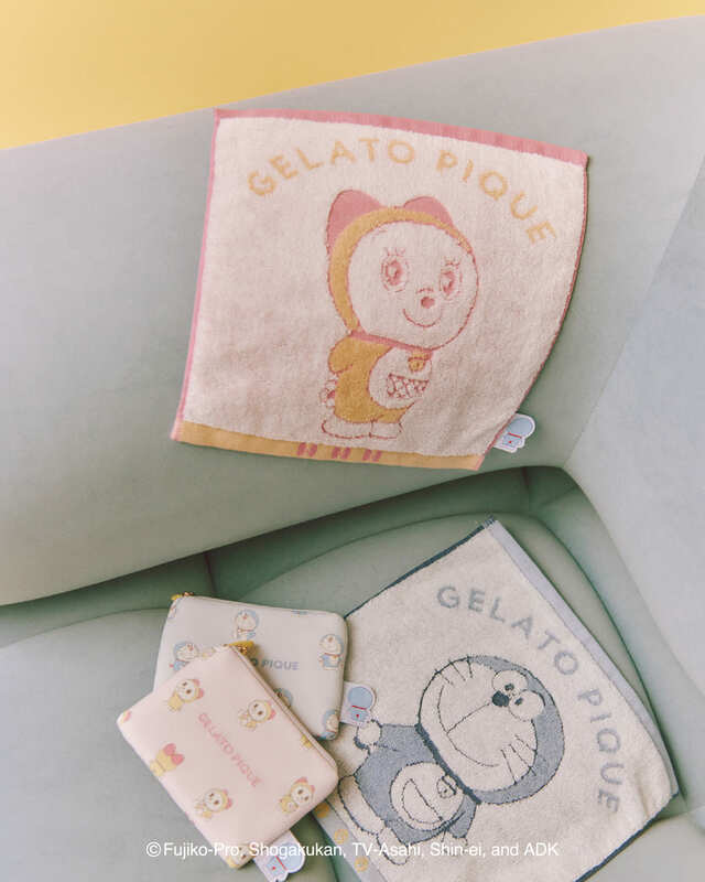 【ドラえもん meets GELATO PIQUE】「【ドラえもん】ハンドタオル」￥1,540、「【ドラえもん】ティッシュポーチ」￥4,620