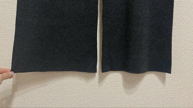 【ユニクロウォッシャブルニットリブパンツ】裾も縫い目などなくシンプルで綺麗