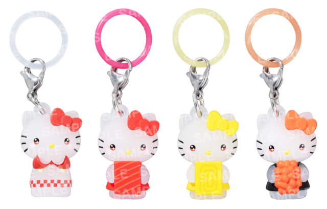 「​​​コラボミニチャーム（全4種）イメージ」＜期間：2026年8月19日〜＞【「ハローキティ」と「スシロー」が初コラボ！多数のコラボグッズが登場！シール帳に綴じられるコラボシールにも注目！】