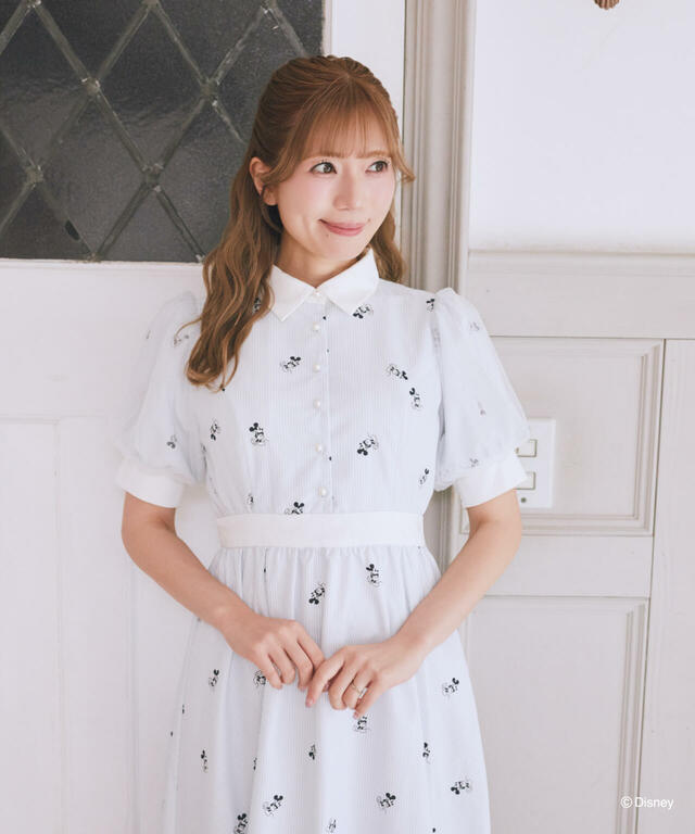 ミッキー/ストライプ総柄ワンピース ￥19,900