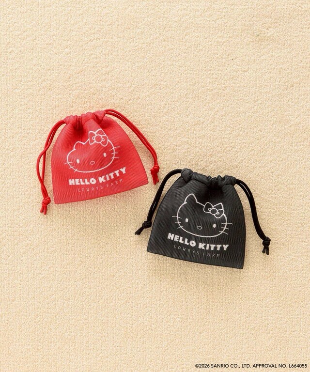 【LOWRYS FARM×サンリオキャラクターズ】キンチャクポーチ／各1,490 円（税込）カラー展開:ブラック・レッド