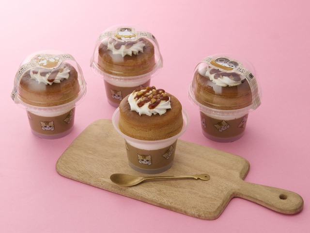 【mofusand】「スフレ・プリン キャラメルにゃて」368円(ラベルとカップは全3種)※数量限定