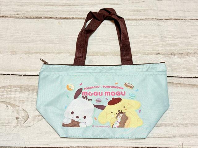 ポチャッコ&ポムポムプリンはミントグリーン「洗えるランチバッグ MOGUMOGU」価格:330円(税込)