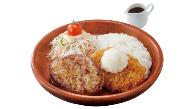 メンチカツおろしポン酢＆ハンバーグディッシュ 1,440円（税込）【びっくりドンキー「ハンバーグ屋のメンチカツ」】